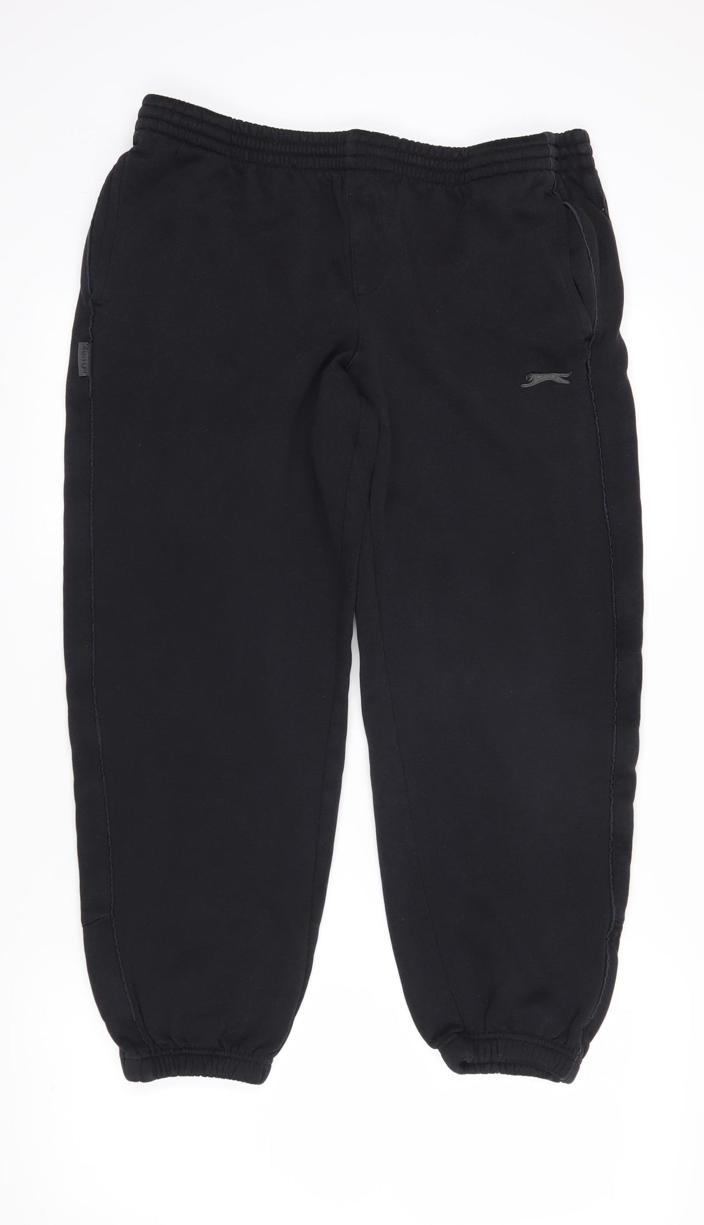 Slazenger Womens Black Polyester Jogger Trousers Size L L23.5 in Regular Drawstring - Cropped