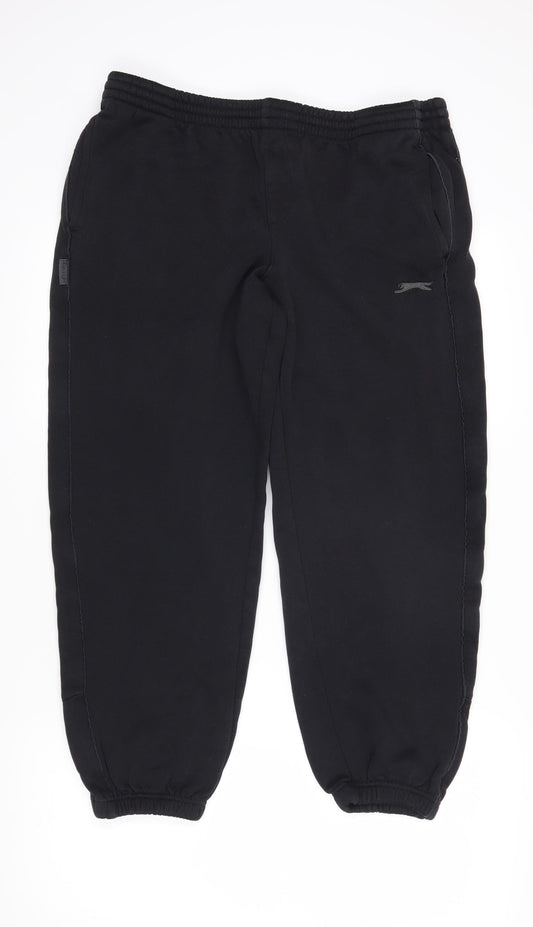 Slazenger Womens Black Polyester Jogger Trousers Size L L23.5 in Regular Drawstring - Cropped