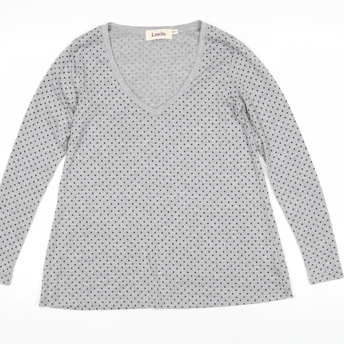 Louche Womens Grey Polka Dot Polyester Basic T-Shirt Size 10 Sweetheart