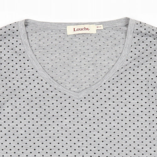 Louche Womens Grey Polka Dot Polyester Basic T-Shirt Size 10 Sweetheart