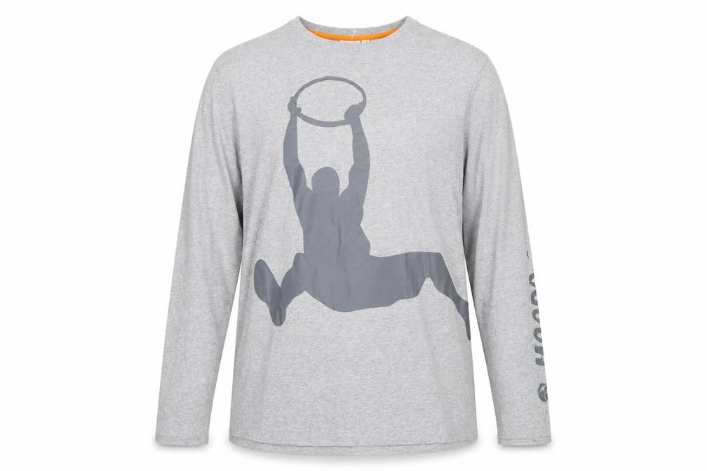 Front view of Sports Traider men’s grey cotton pullover sweatshirt, size XL, - hoops aid