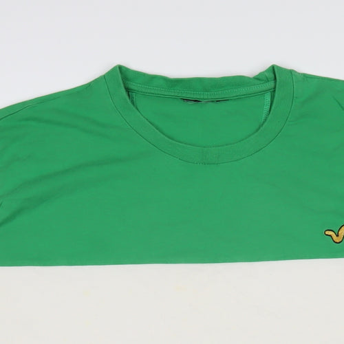 Voi Jeans Mens White Colourblock Cotton T-Shirt Size 2XL Round Neck