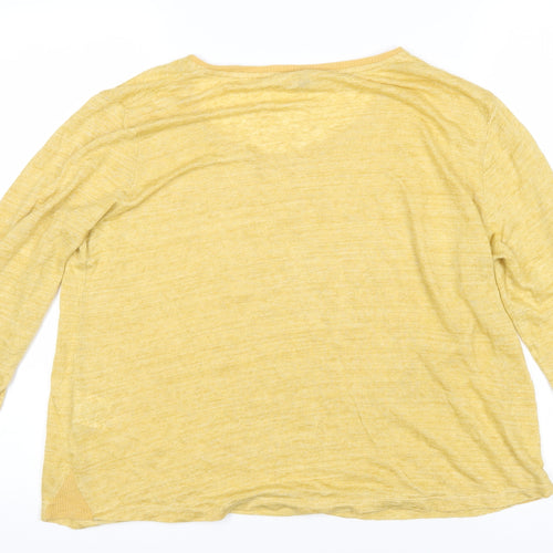Poetry Womens Yellow Linen Basic T-Shirt Size 10 Scoop Neck