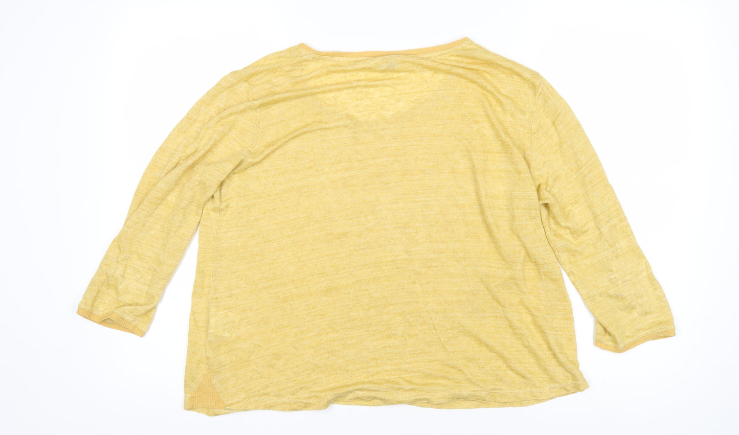 Poetry Womens Yellow Linen Basic T-Shirt Size 10 Scoop Neck