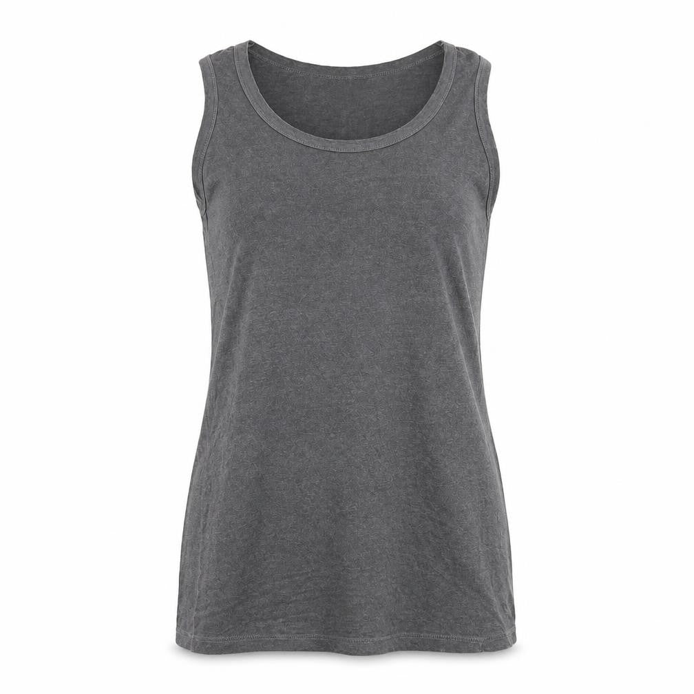Front view of Postcard women’s grey viscose basic t-shirt, size UK 2, scoop neck - distressed hems