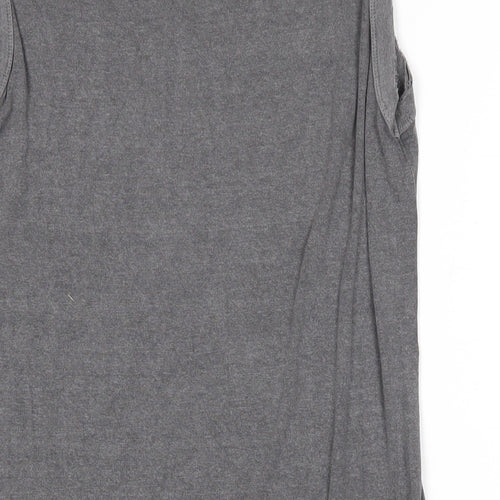 Postcard Womens Grey Viscose Basic T-Shirt Size 2 Scoop Neck - Distressed hems