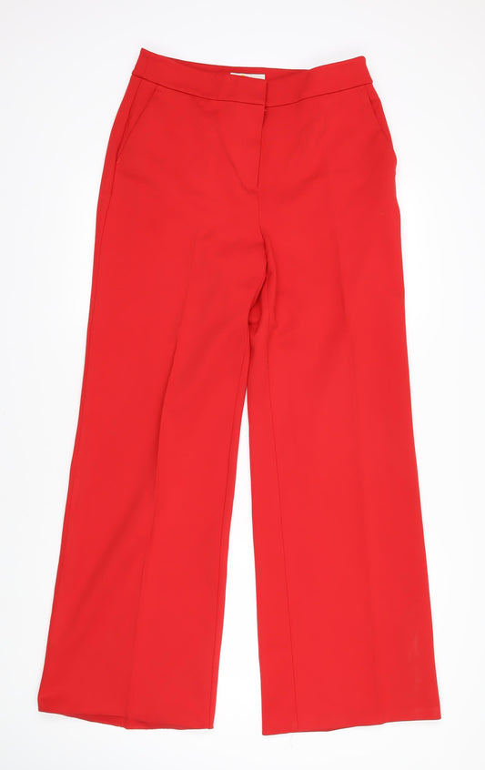 Boden Womens Red Viscose Trousers Size 10 L31 in Regular Zip