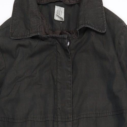 Gap Womens Grey Herringbone Overcoat Coat Size 12 Zip