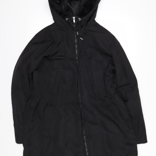 Gap Womens Black Overcoat Coat Size L Zip