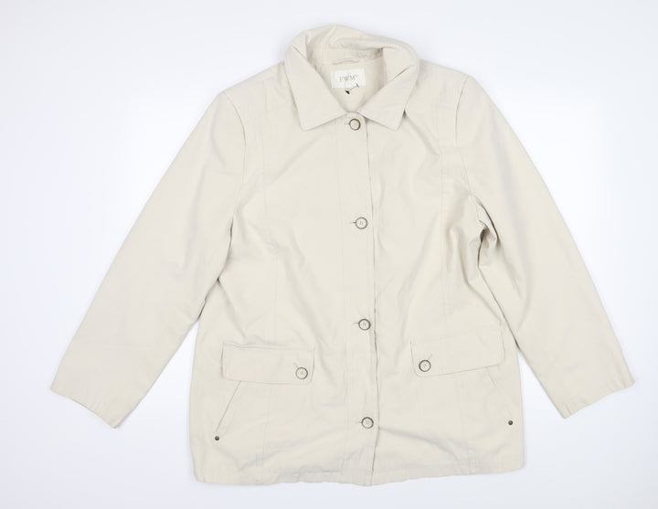 EWM Womens Beige Jacket Coat Size 16 Button