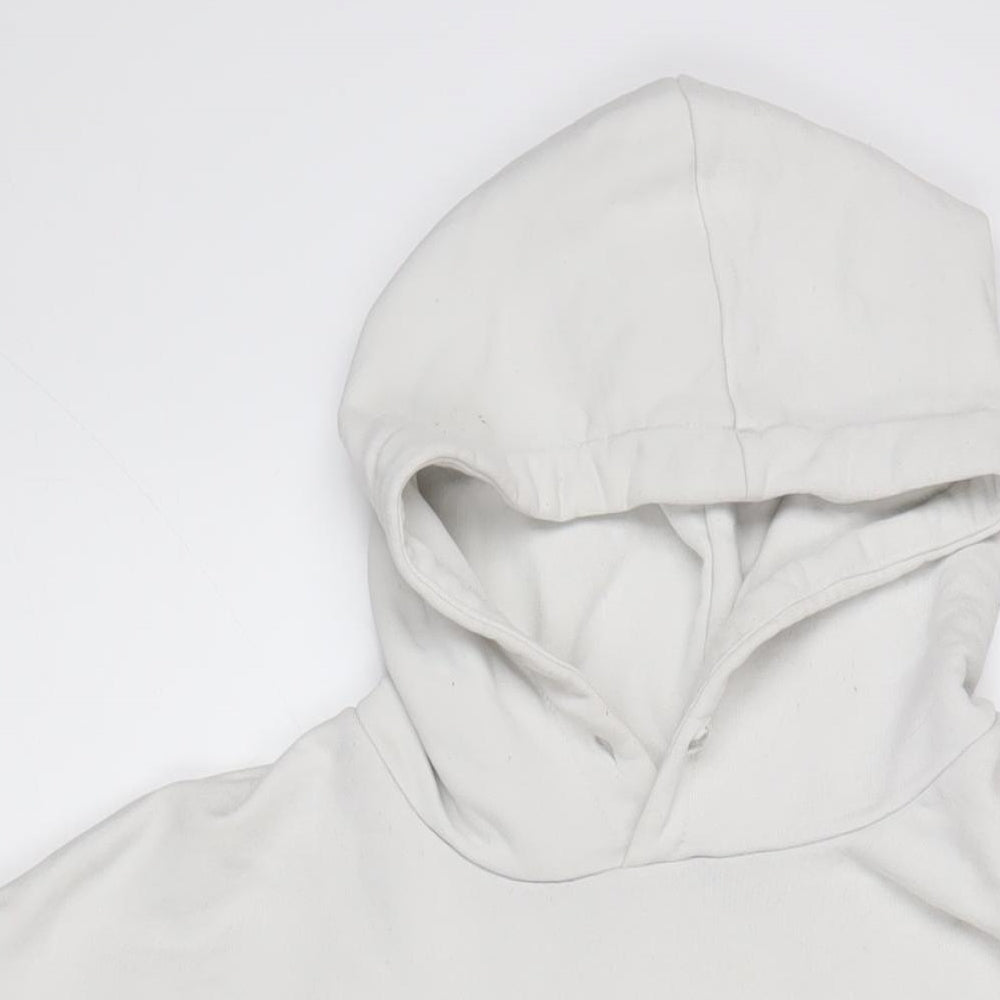 Berksha Mens White Cotton Pullover Hoodie Size L - Love me or leave me alone..