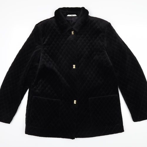 LUCIA Womens Black Quilted Blazer Size 16 Button