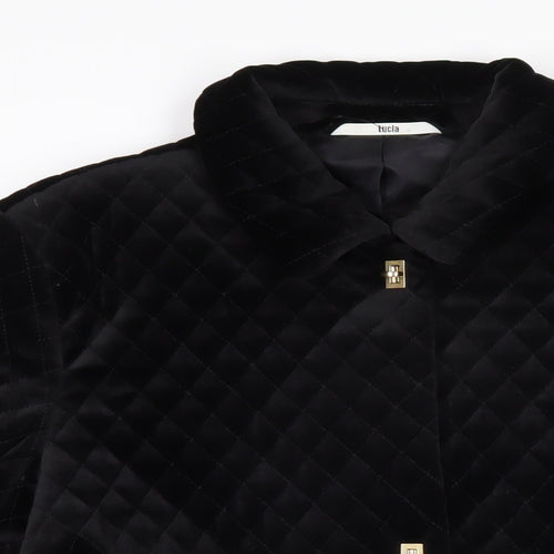 LUCIA Womens Black Quilted Blazer Size 16 Button