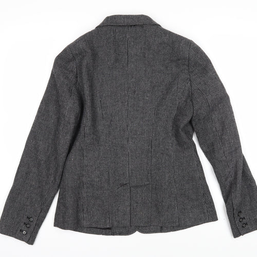 SOFT GREY Womens Grey Check Jacket Blazer Size 10 Button