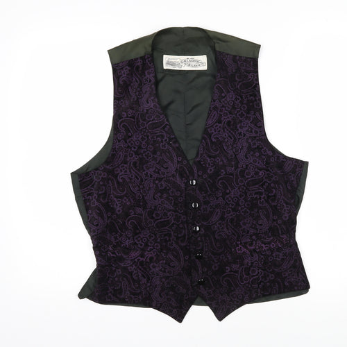 Gallagher & Egan Mens Purple Paisley Cotton Jacket Suit Waistcoat Size M Regular