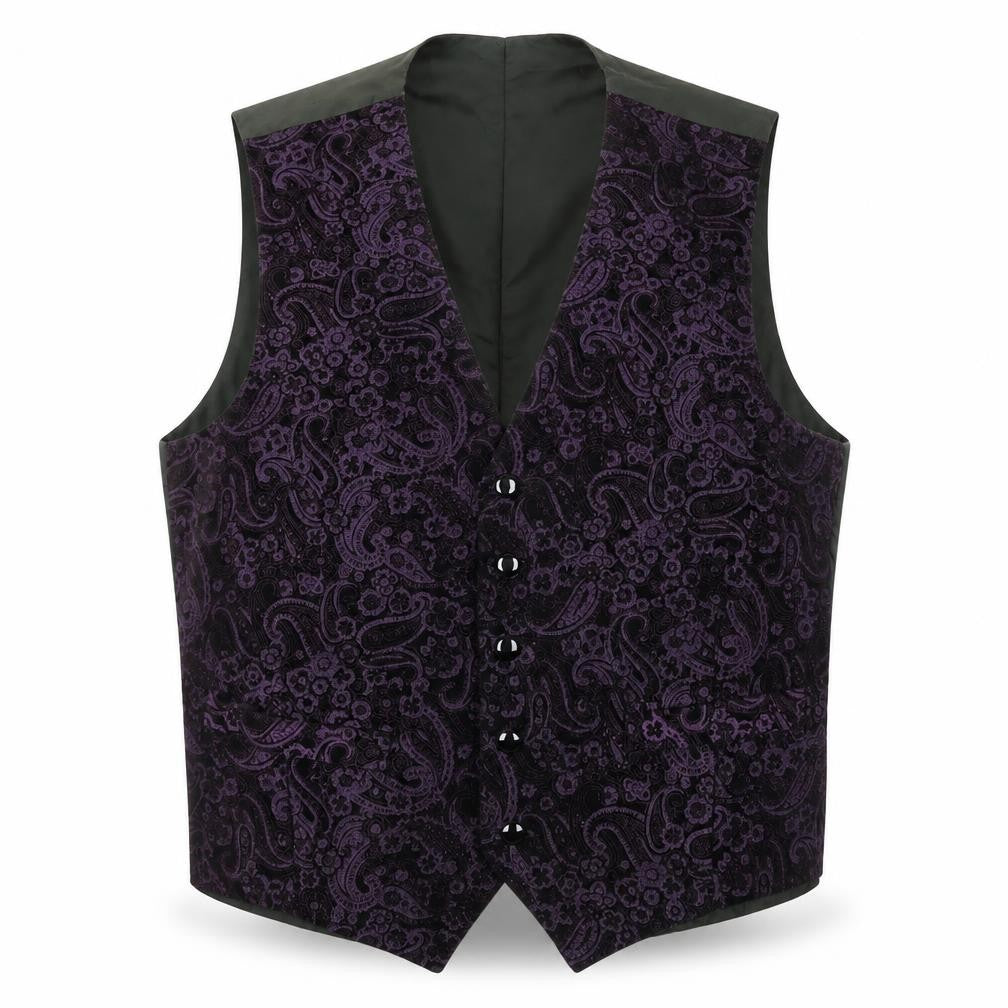 Gallagher & Egan Mens Purple Paisley Cotton Jacket Suit Waistcoat Size M Regular
