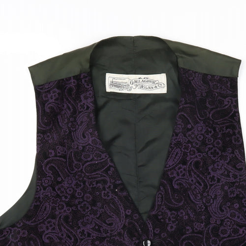 Gallagher & Egan Mens Purple Paisley Cotton Jacket Suit Waistcoat Size M Regular