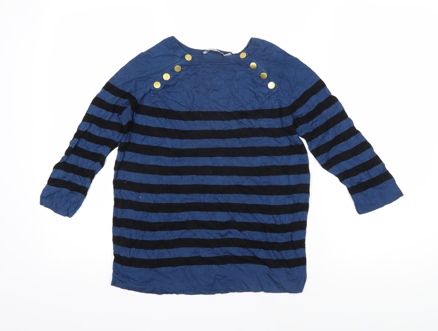 Kookai Womens Blue Boat Neck Striped Acrylic Pullover Jumper Size 2