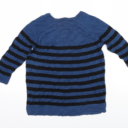 Kookai Womens Blue Boat Neck Striped Acrylic Pullover Jumper Size 2