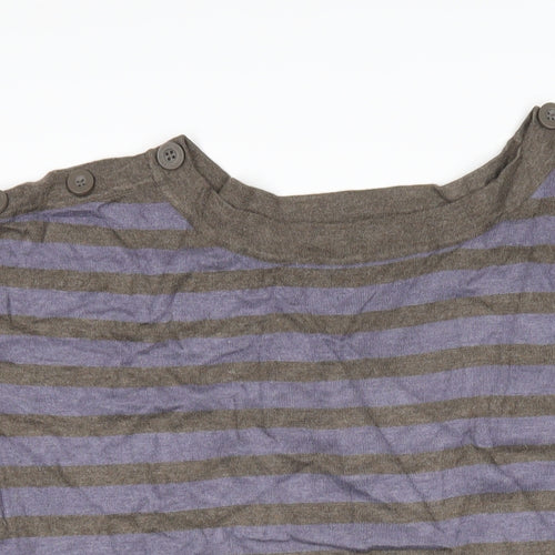 Jasper Conran Womens Purple Boat Neck Striped Viscose Pullover Jumper Size 18