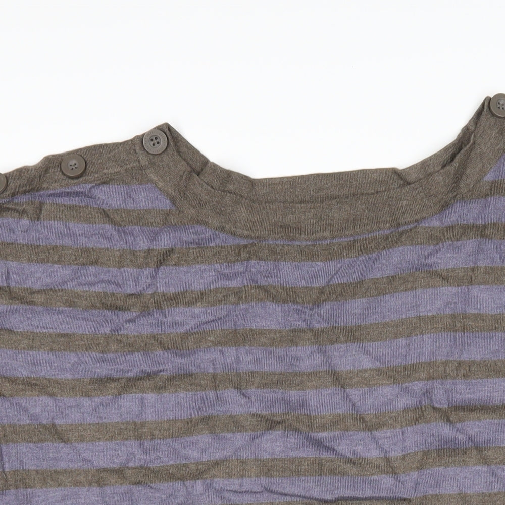 Jasper Conran Womens Purple Boat Neck Striped Viscose Pullover Jumper Size 18