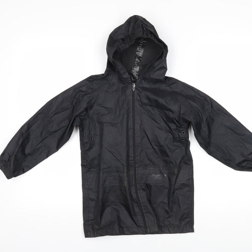 Regatta Boys Black Rain Coat Coat Size 5-6 Years Zip