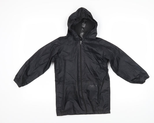 Regatta Boys Black Rain Coat Coat Size 5-6 Years Zip