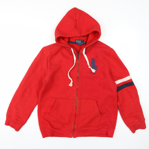 Polo Ralph Lauren Mens Red Cotton Full Zip Hoodie Size M