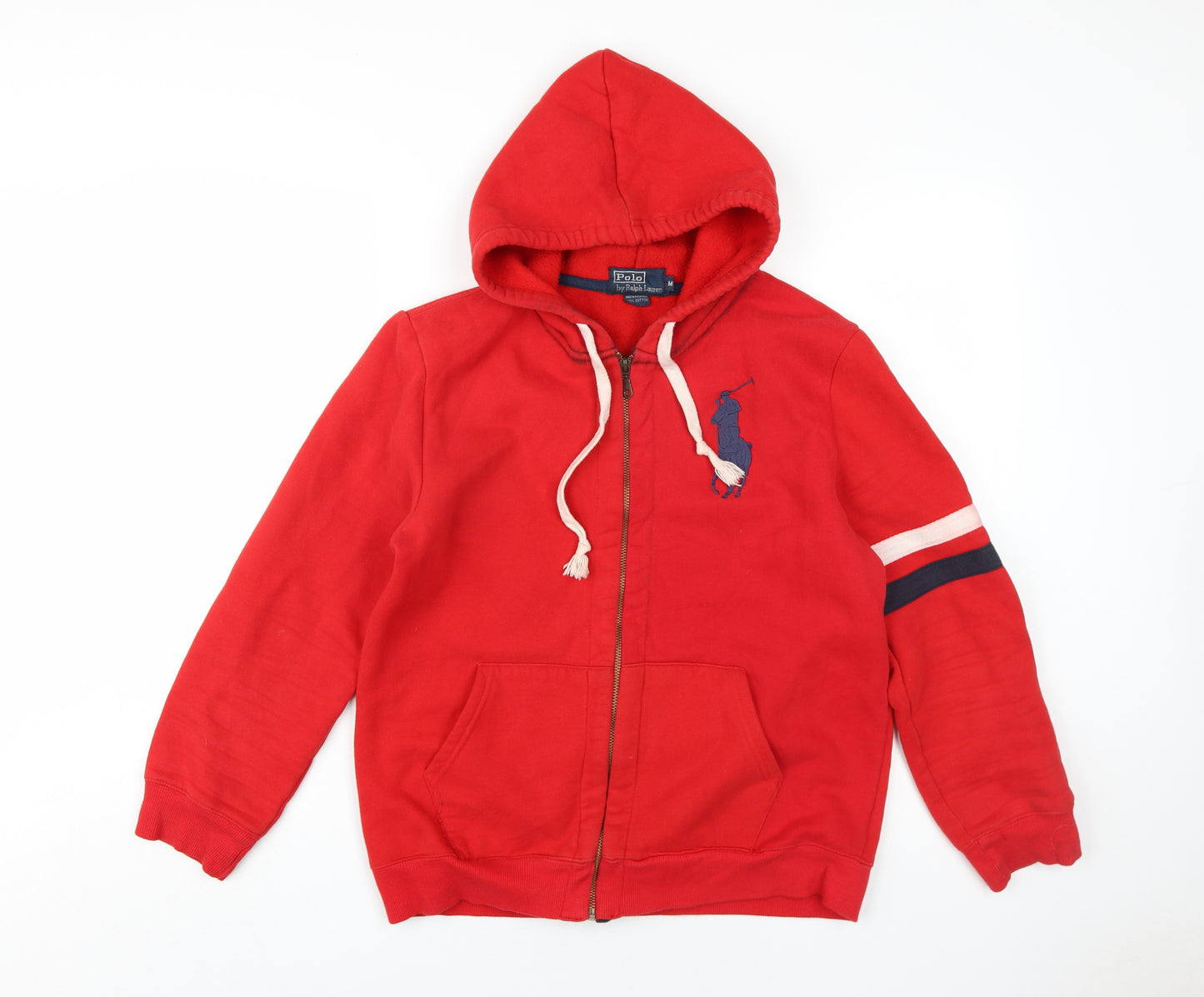 Polo Ralph Lauren Mens Red Cotton Full Zip Hoodie Size M