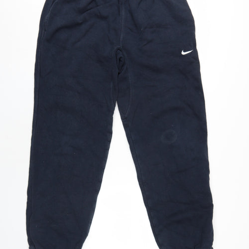 Nike Mens Blue Cotton Jogger Trousers Size L L33 in Regular Drawstring