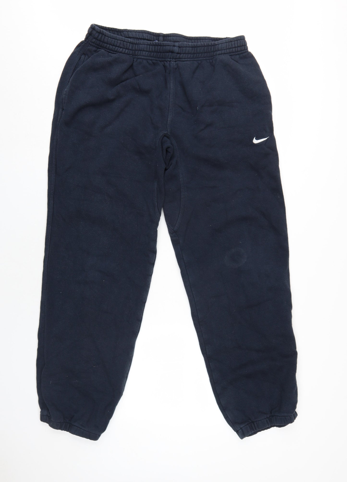 Nike Mens Blue Cotton Jogger Trousers Size L L33 in Regular Drawstring
