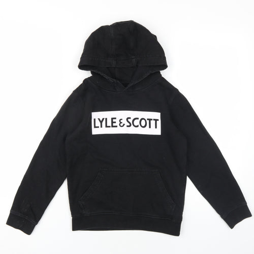 Lyle & Scott Boys Black Cotton Pullover Hoodie Size 8-9 Years Pullover