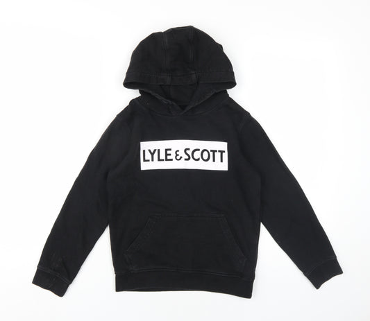 Lyle & Scott Boys Black Cotton Pullover Hoodie Size 8-9 Years Pullover