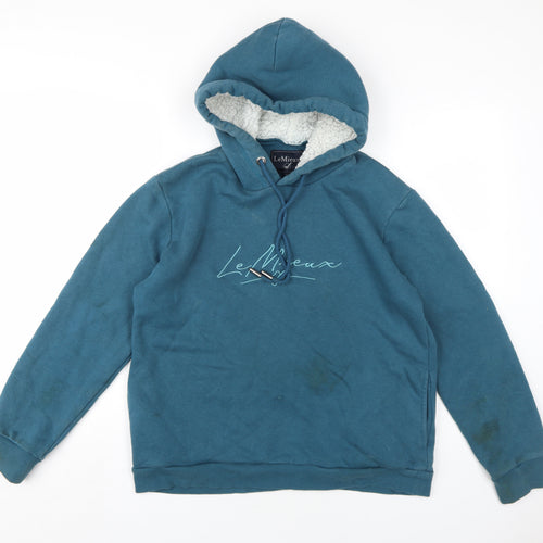Le Mieux Womens Blue Cotton Pullover Hoodie Size 14 Pullover