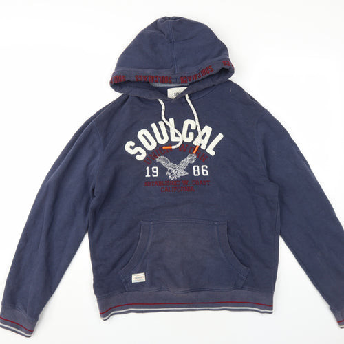 SoulCal&Co Mens Blue Cotton Pullover Hoodie Size L