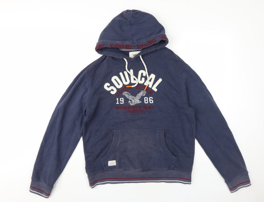 SoulCal&Co Mens Blue Cotton Pullover Hoodie Size L