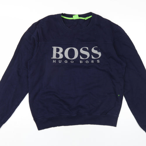 HUGO BOSS Mens Blue Cotton Pullover Sweatshirt Size L