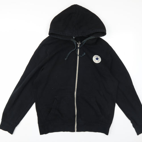 Converse Mens Black Cotton Full Zip Hoodie Size L