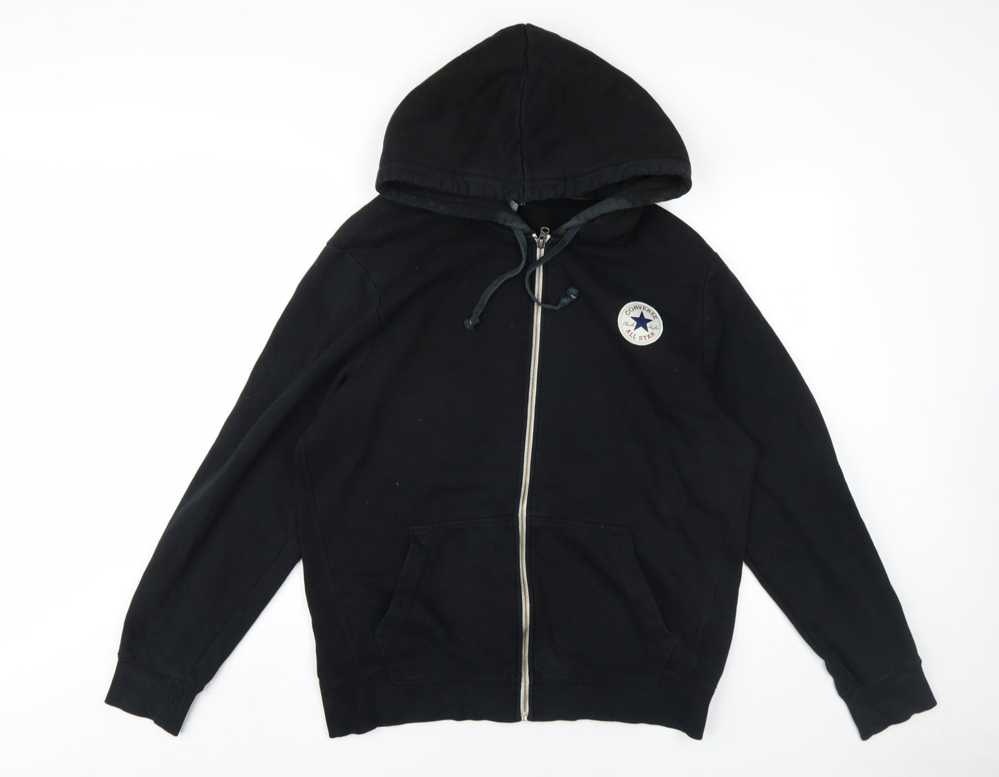 Converse Mens Black Cotton Full Zip Hoodie Size L