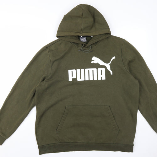 PUMA Mens Green Cotton Pullover Hoodie Size XL