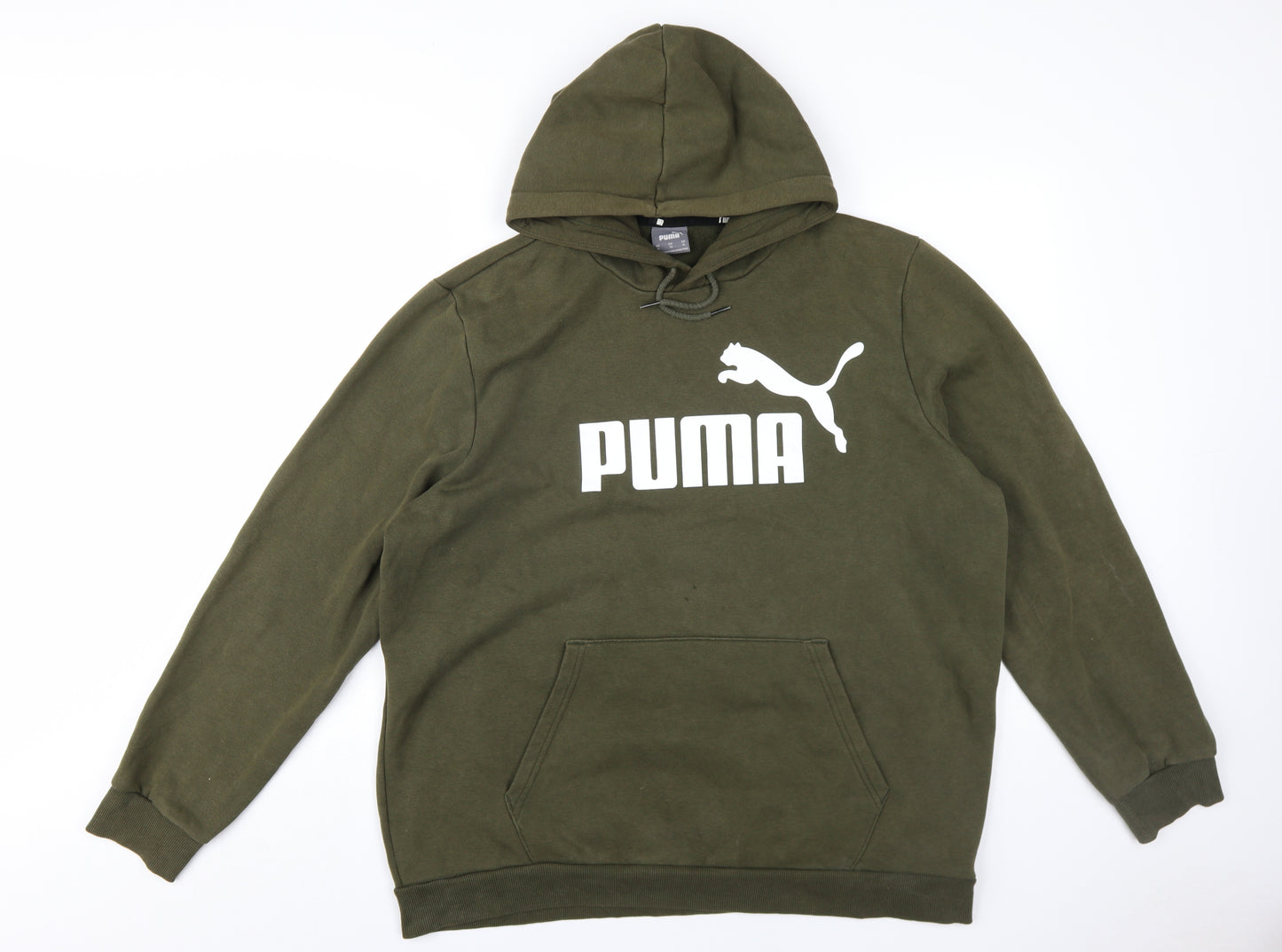 PUMA Mens Green Cotton Pullover Hoodie Size XL