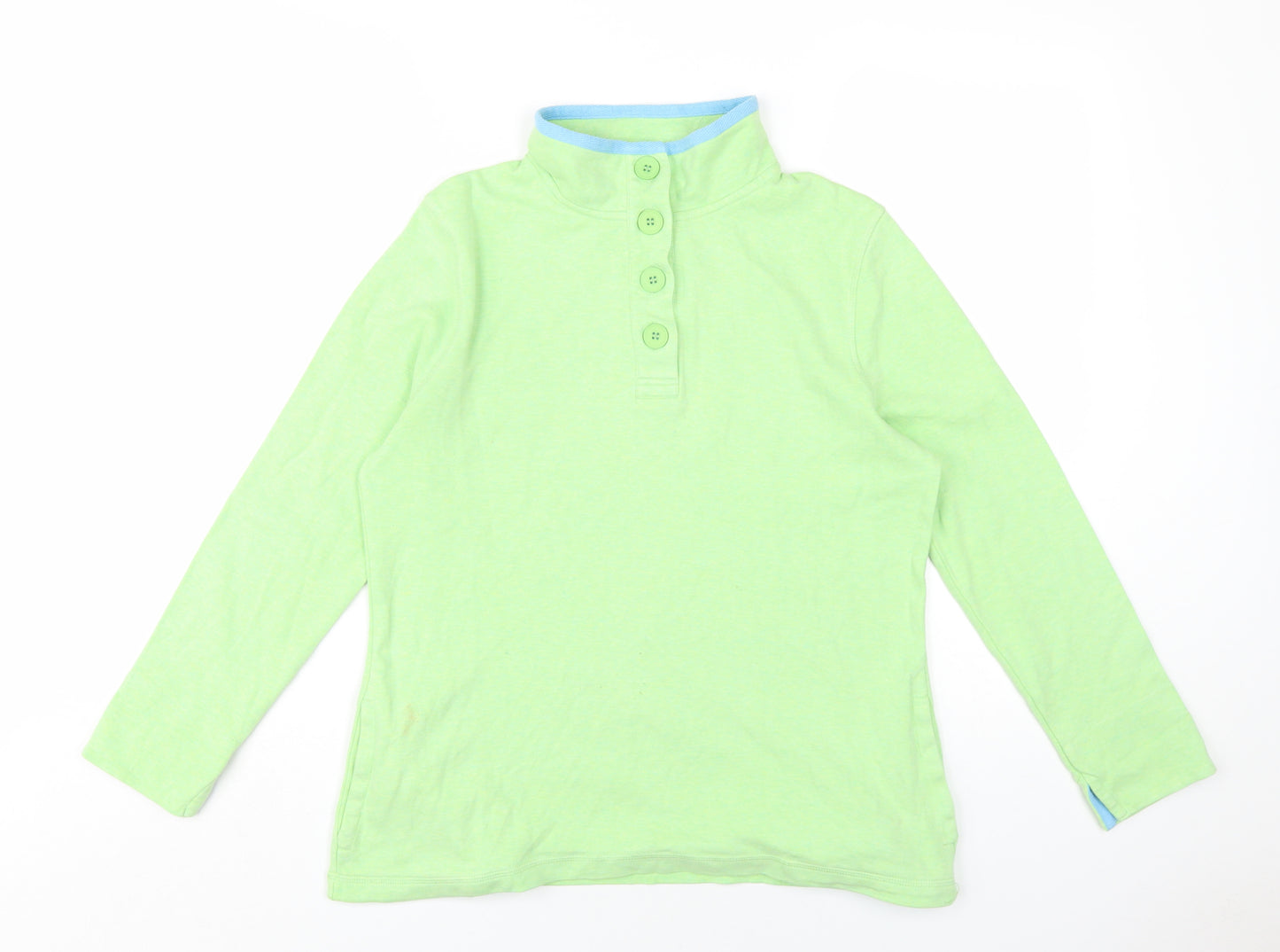 DASH Womens Green Cotton Pullover Sweatshirt Size 12 Button