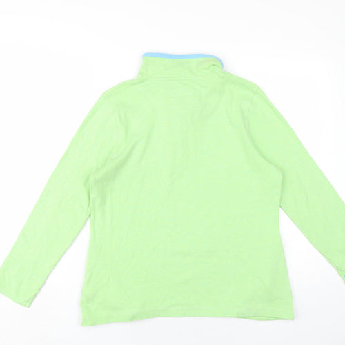 DASH Womens Green Cotton Pullover Sweatshirt Size 12 Button