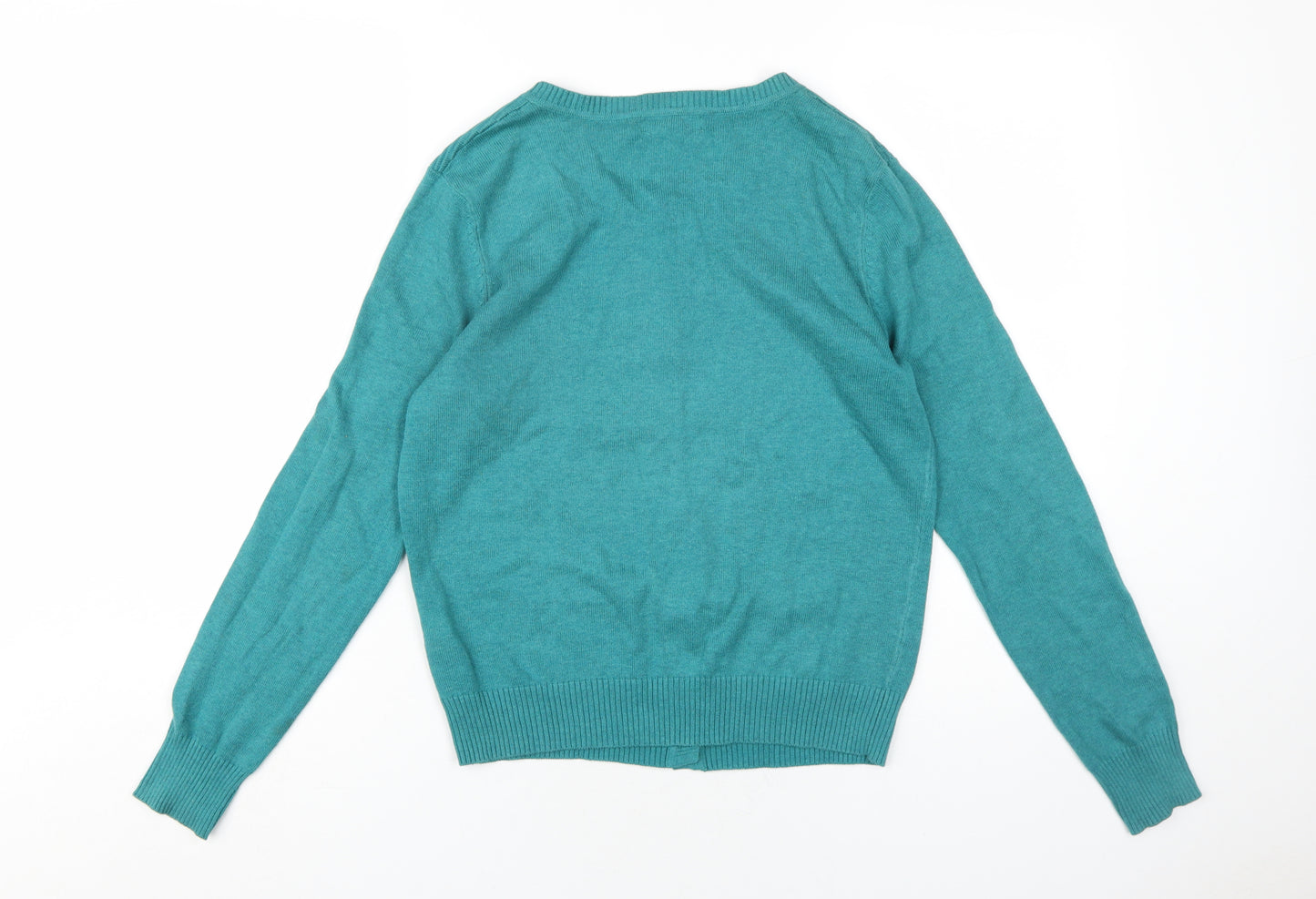 Red Herring Womens Blue Round Neck Cotton Cardigan Jumper Size 14