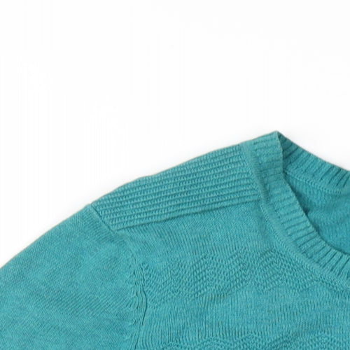 Red Herring Womens Blue Round Neck Cotton Cardigan Jumper Size 14