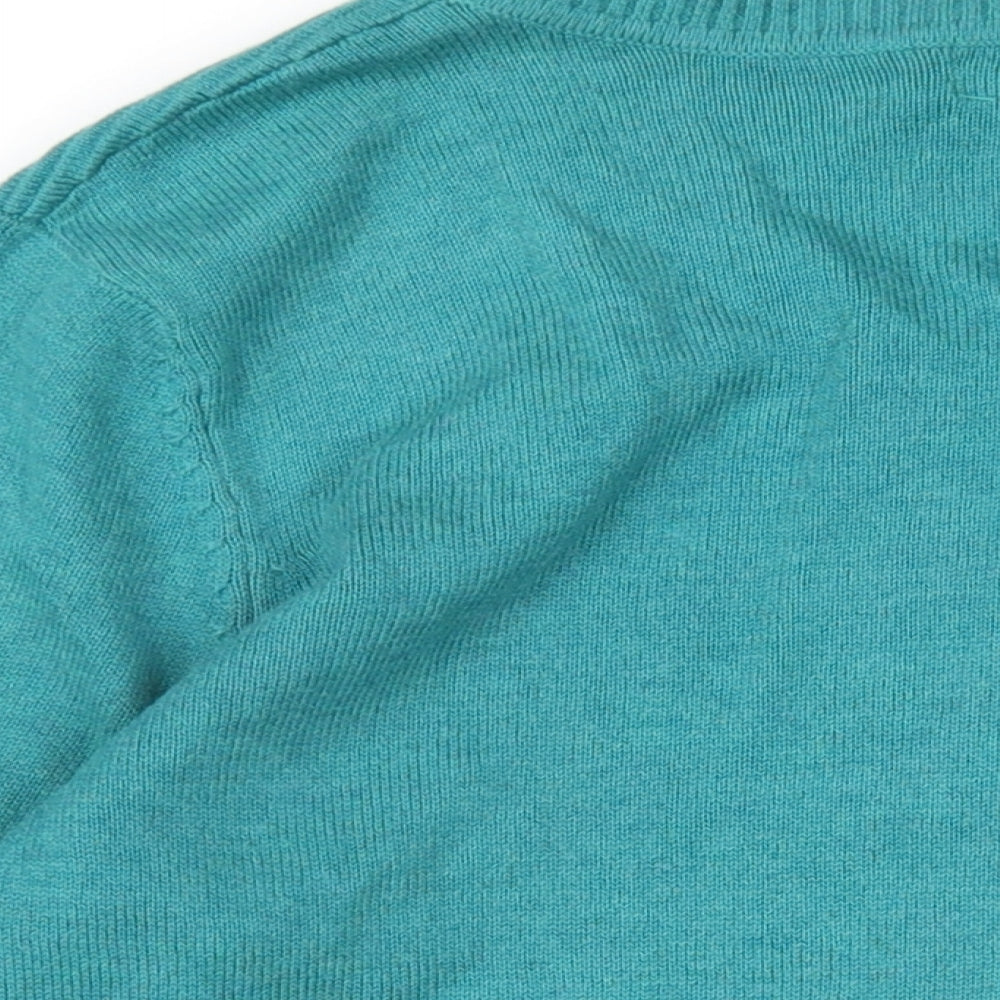 Red Herring Womens Blue Round Neck Cotton Cardigan Jumper Size 14