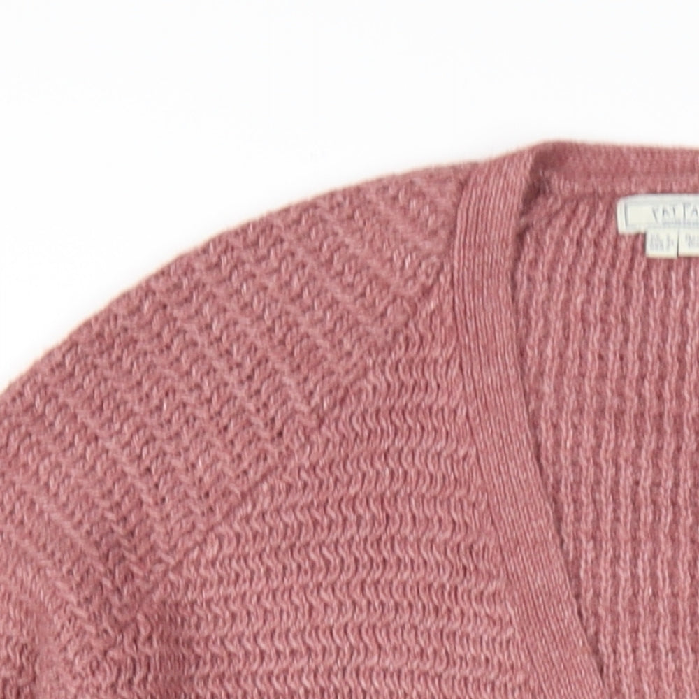 Fat Face Womens Pink V-Neck Acrylic Cardigan Jumper Size 6