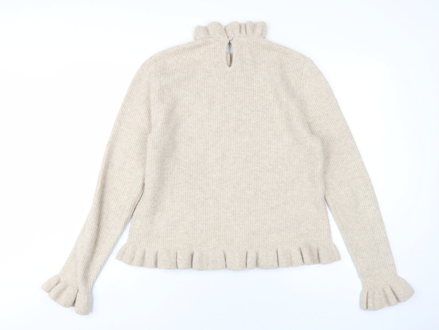 Ted Baker Womens Beige Mock Neck Polyester Pullover Jumper Size 16