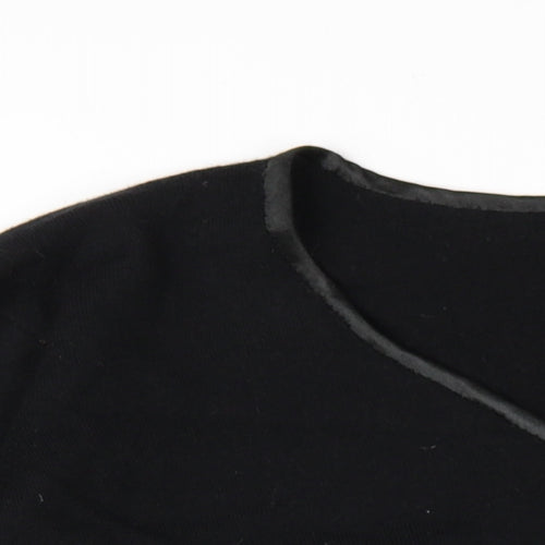 Jean Muir Mens Black V-Neck Wool Pullover Jumper Size L Long Sleeve