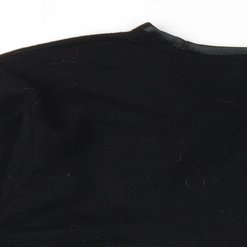 Jean Muir Mens Black V-Neck Wool Pullover Jumper Size L Long Sleeve